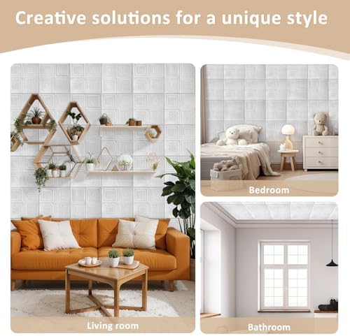 Nuanchu 40 Pcs 13.8 x 13.8 Inch Ceiling Tiles Peel and Stick - Image 6