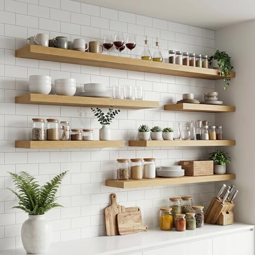 30 Inch Floating Shelves for Wall, Oak Finish - Image 5