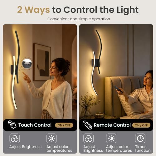 AUDERWIN 10000mAh Rechargeable Wall Lights, 31.5 Inch, 2 Packs - Image 3