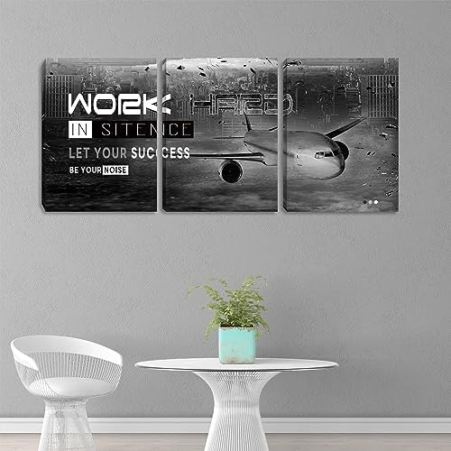 Motivational Framed Canvas Wall Art Success Quote Office Wall Art Black - Image 2