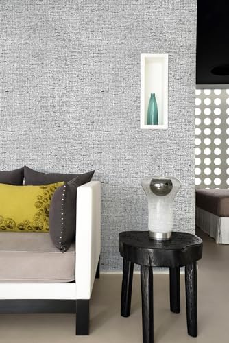 Gray Grasscloth Peel and Stick Wallpaper Textured 15.7in x 393.7in - Image 5