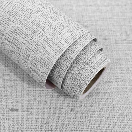 Gray Grasscloth Peel and Stick Wallpaper Textured 15.7in x 393.7in by lenify