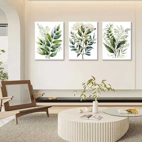Bwodke Green Botanical Leaf Canvas Wall Art Set of 3, 12x16 inch - Image 7