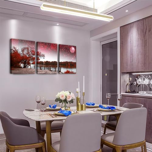 Lapremoly Red Tree Abstract Landscape Wall Paintings Canvas Wall Art - Image 5