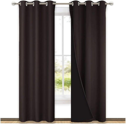 NICETOWN Toffee Brown Full Shade Curtain Panels, Pair of Thermal Insulated & by NICETOWN