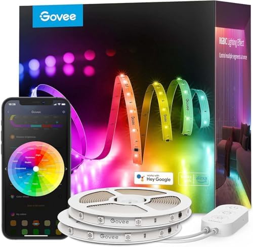 Govee 100ft RGBIC LED Strip Lights, Work by Unknown