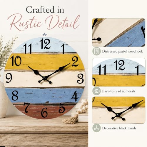 CHYLIN Wall Clock Silent Non-Ticking Battery Operated Colorful Retro - Image 3