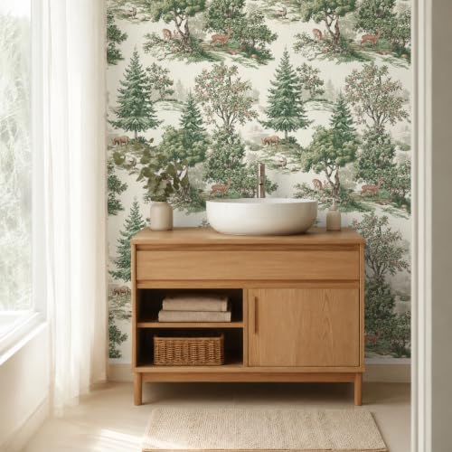 VaryStyle Tolie Woodland Wallpaper Peel and Stick Forest Tree/Deer/Floral - Image 3