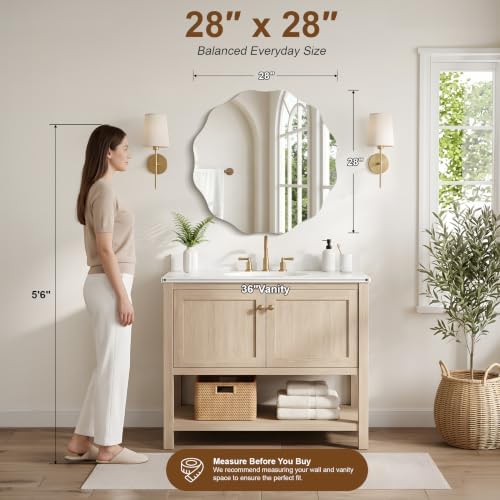 CILIBER Wavy Mirror for Wall, 3mm Tempered Glass Decorative Bathroom Vanity - Image 4