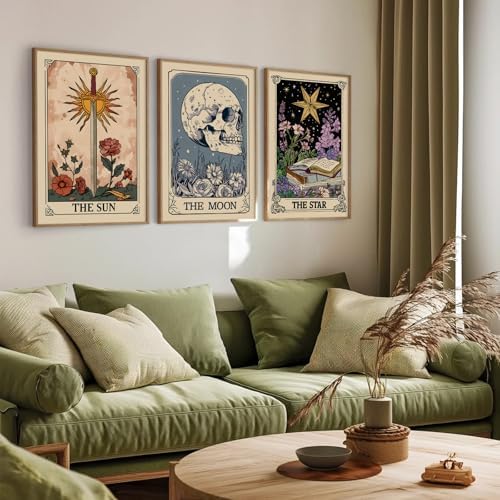 Pouydmi Tarot Card Wall Art Sun Moon Canvas Wall Decor Mystical Astrology Wall - Image 5