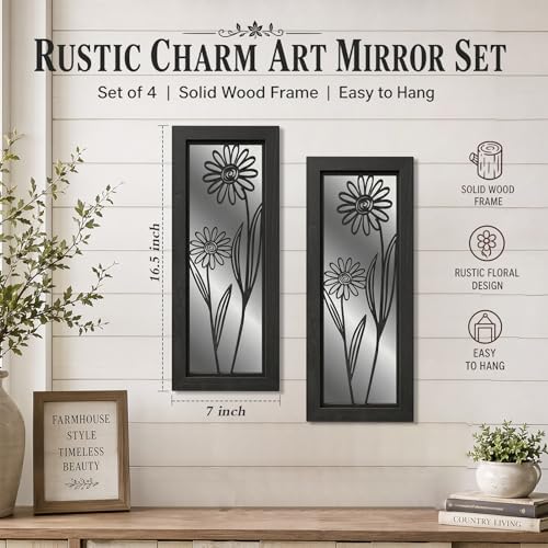 4 Set Farmhouse Mirrors for Wall Decor Living Room Bedroom Bathroom Entryway - Image 4