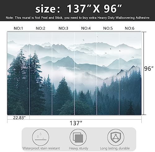 Foggy Forest Pine Scenery Fabric Wallpaper - Image 4