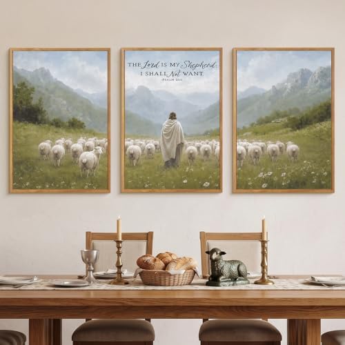 LHIUEM Large Christian Bible Verse Framed Canvas Wall Art, Jesus - Image 3