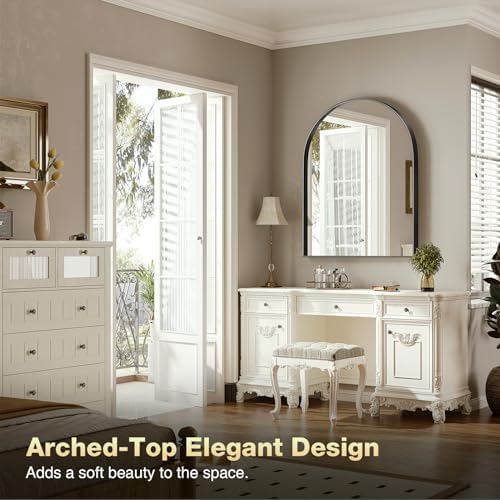 Brightify Arched Mirror, 28 x 40 Inch Black Arch Wall Mirror - Image 3