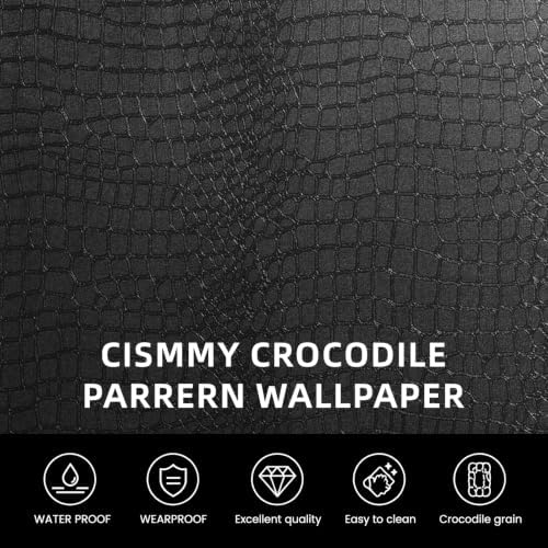 Black Peel and Stick Wallpaper, 15.7'' X 590'' Crocodile Wallpaper - Image 3