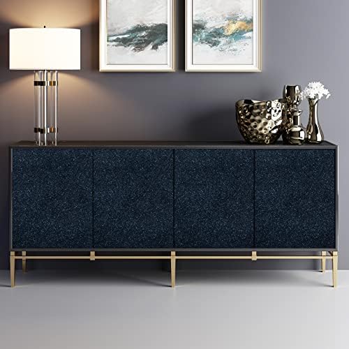 VEELIKE Black Blue Glitter Wallpaper Stick and Peel Navy Glitter Contact Paper - Image 3