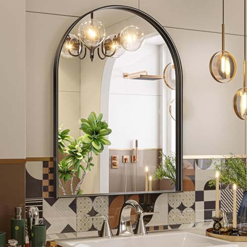 Brightify Arched Mirror, 23.9 x 31.9 Inch Black Arch Wall Mirror, Metal Frame by Brightify