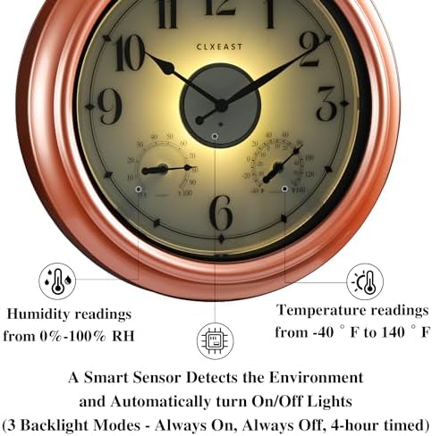 CLXEAST 18" Large Illuminated Outdoor Clocks Waterproof - Image 4