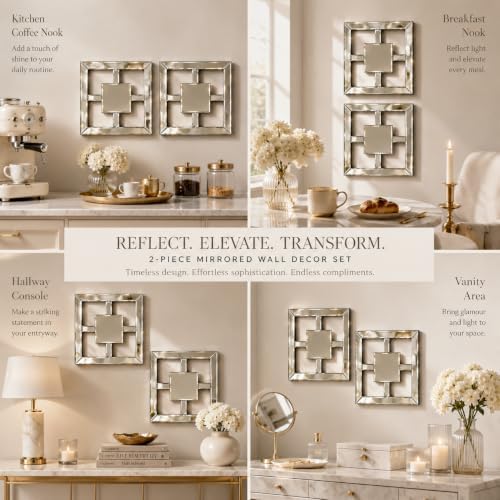 Square Decorative Wall Mirror 12 x 12 Inch, Modern Wall Mounted Accent Mirror - Image 7