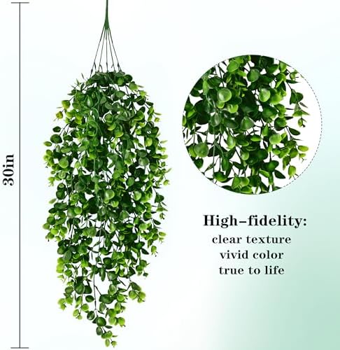 Waipfaru 4Pcs Fake Hanging Plants 2.7FT Fake Plants Fake Vines Greenery - Image 3
