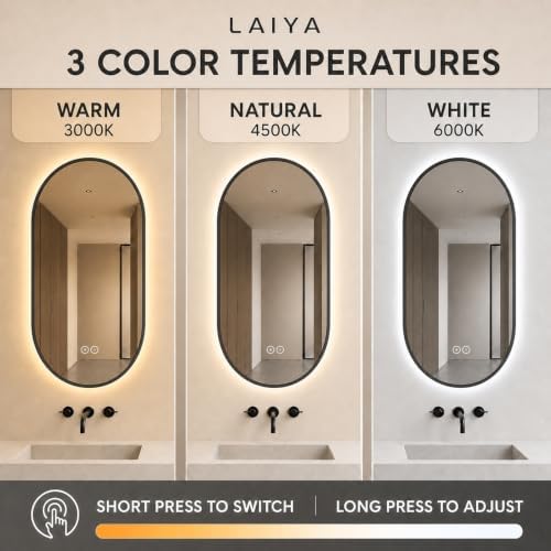 LAIYA 36X22 Inch Oval LED Bathroom Mirror - Image 3