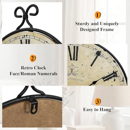 Farmhouse Wall Clock, Wrought Iron Frame - Image 3