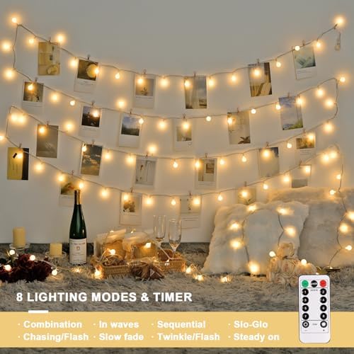 JMEXSUSS Warm White 100 LED Globe Battery Operated Christmas Lights Indoor - Image 3