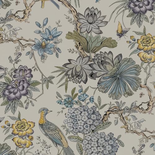 Peel and Stick Wallpaper for Bedroom Badroom Vintage Bird Floral Botanical by Unknown
