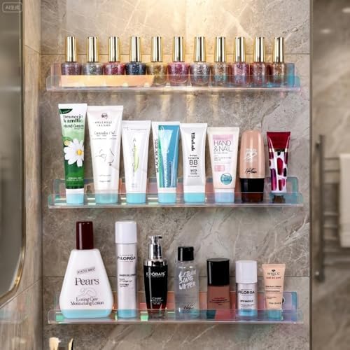 4 Pack 15 Inch Iridescent Acrylic Floating Wall Shelves, Rainbow Shelves - Image 5
