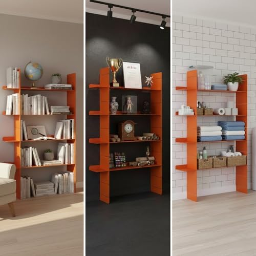 Metal Floating Bookshelf, 4-Tier Wall Mounted Shelf, 45.28 Inch - Image 6