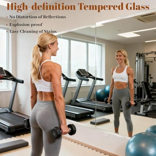 VooBang Home Gym Mirror 3 PCS 28"×55", Frameless Wall Mirror Full Length - Image 4