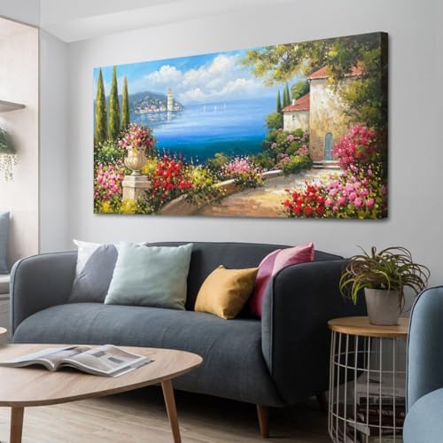 Arjun Landscape Wall Art Canvas Coastal Seascape Large Size Framed 48"x24" by Arjun