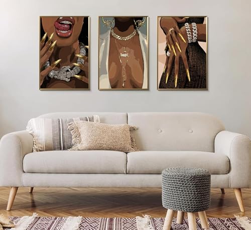 HHN 3 Pcs Black Woman Poster Wall Art African American Black Female Pictures - Image 5