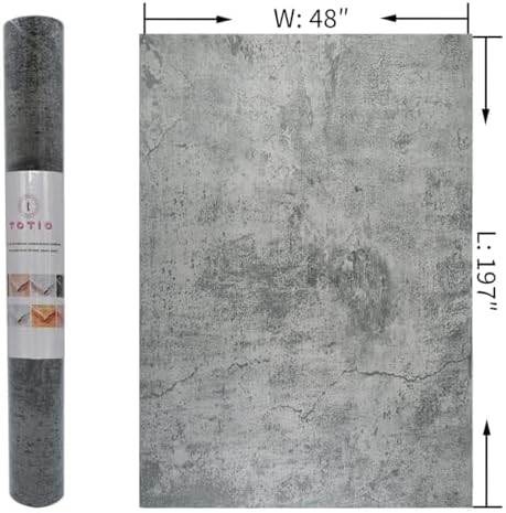 48x197in Extra Wide Blue Grey Concrete Wallpaper Peel Stick Dark Cement Look - Image 7