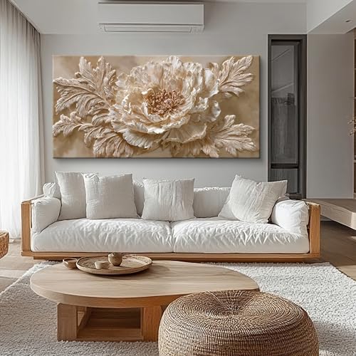 Modern Neutral Floral Large Canvas Wall Art Decor - Image 6