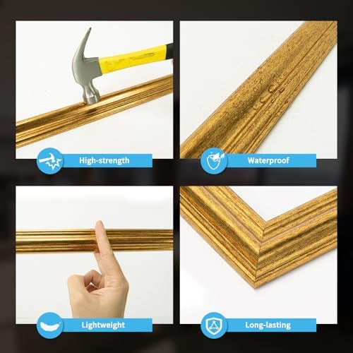 Art3d Pre-Cut Wall Molding Set of 6 pcs, 3 Top 3 Bottom, Antique Gold - Image 5
