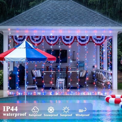 JMEXSUSS 300LED Red White & Blue Curtain Lights - Image 6