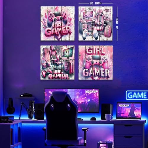 Game Wall Decor Gaming Wall Art Pink Gamepad Headphones Picture - Image 6