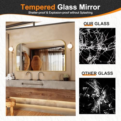 Delma 30"x50" Gold Metal Framed Bathroom Mirror - Image 5