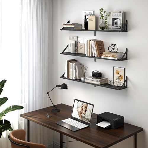 Heimlove Floating Shelves for Wall, 32 Inch Long Wood Floating Shelves Set of 3 - Image 4