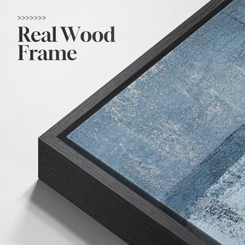 Large Framed Blue and Gray Abstract Wall Art - Image 5