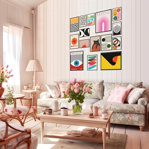 MAZUKO 15 Pcs Unframed Bauhaus Mid Century Art - Image 7