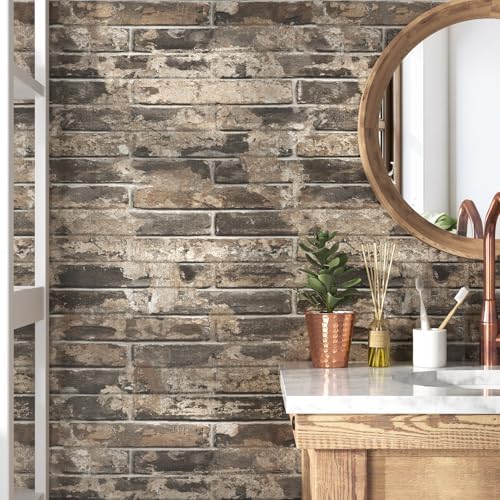 Brown Brick Wallpaper Peel and Stick Bedroom Vintage Faux Brick Contact Paper - Image 3
