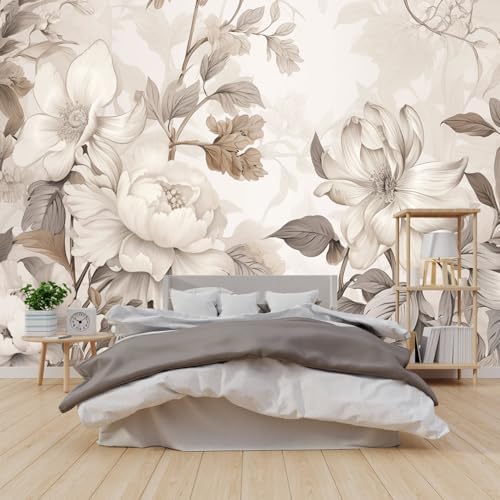 Warm-Toned Peony Flower Mural Peel-and-Stick - Image 2