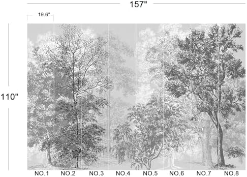 Vintage Monochrome Tree Forest Sketch Wallpaper - Image 5