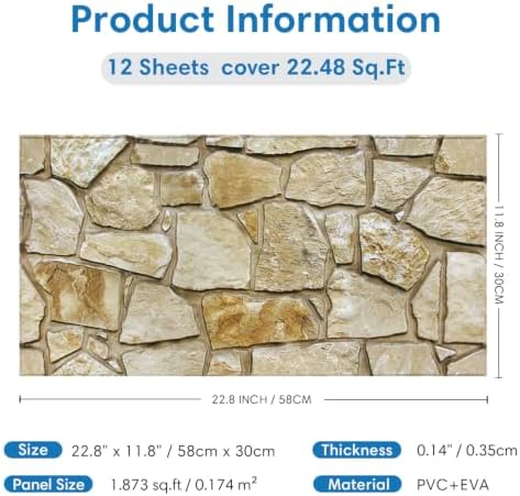 COMSTICKC 3D Faux Stone Wall Panels Peel and Stick Decorative Tiles - Image 5