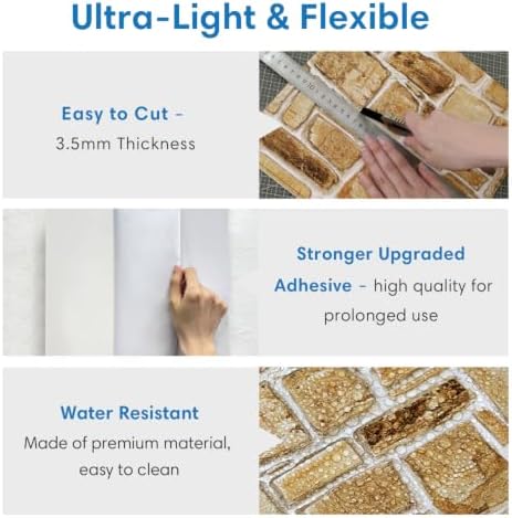 COMSTICKC 3D Faux Stone Wall Panels Peel and Stick - Image 4