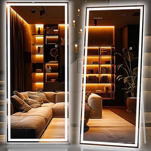 Hasipu Full Length Mirror with Lights, Full Body Dressing Hanging Mounted Mirror by Whatssuitableisthebest