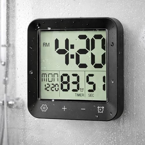 Shower Clock Waterproof, Bathroom Digital Clock by Tikonir