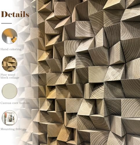 BrightA Mosaic Wall Art, Natural Pine Geometry, Sculptural Wall Statement - Image 3